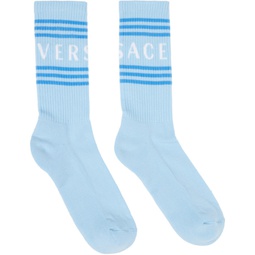 Blue & White 90s Vintage Logo Socks 241404M220025