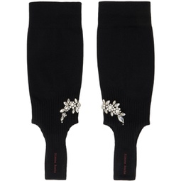 Black Cluster Flower Stirrup Socks 241405F076001