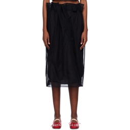 Black Pleated Midi Skirt 241405F092015