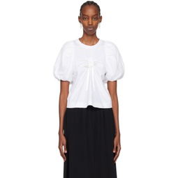 White Ruched T-Shirt 241405F110015