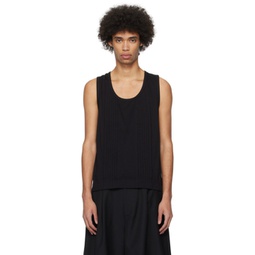 Black Double-Pleated Tank Top 241405M214002