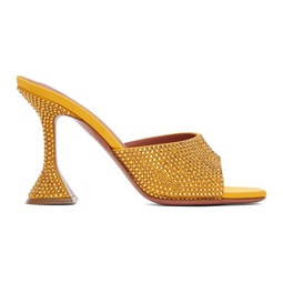 Yellow Lupita Crystal Slipper Heeled Sandals 241415F125021