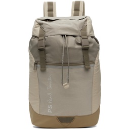 Beige Paneled Backpack 241422M166002