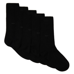 Five-Pack Black Mid-Length Socks 241425M220000
