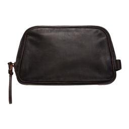 Brown Leather Travel Pouch 241435M171002