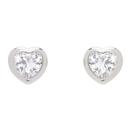 Silver Heart Bezel Set Stud Earrings 241439F022020