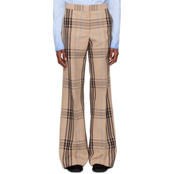 Beige Check Trousers 241443F087013