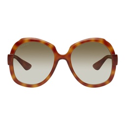Tortoiseshell Round Frame Sunglasses 241451F005018