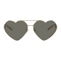 Gold Heart Metal Sunglasses 241451F005036