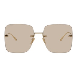 Gold Oversized Square Rimless Sunglasses 241451F005045