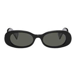 Black Oval Acetate Sunglasses 241451F005049
