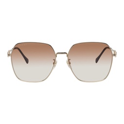 Gold Oversize Square-Frame Sunglasses 241451F005050
