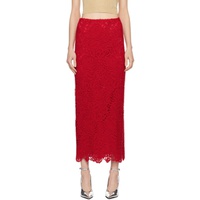 Red Vented Maxi Skirt 241476F093001
