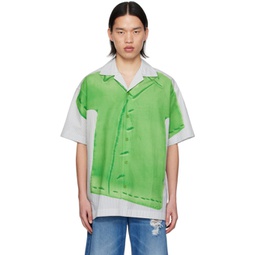Green & Grey Printed Shirt 241477M192010