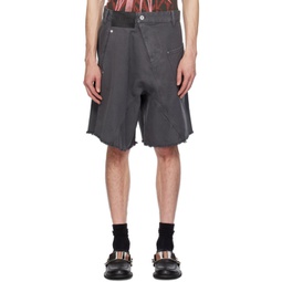 Gray Twisted Shorts 241477M193008