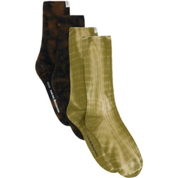 Two-Pack Brown & Khaki Tie-Dye Socks 241480M220014