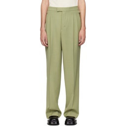 Green Pleated Trousers 241482M191020