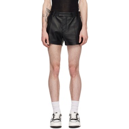 Black Four-Pocket Leather Shorts 241482M193009