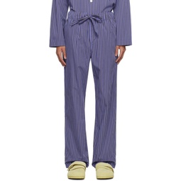 Blue & Brown Drawstring Pyjama Pants 241482M218029