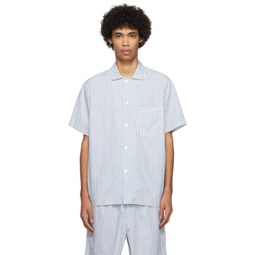 Blue & White Short Sleeve Pyjama Shirt 241482M218038