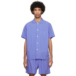 Blue Short Sleeve Pyjama Shirt 241482M218040