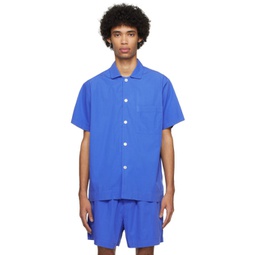Blue Short Sleeve Pyjama Shirt 241482M218042