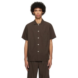 Brown Short Sleeve Pyjama Shirt 241482M218043