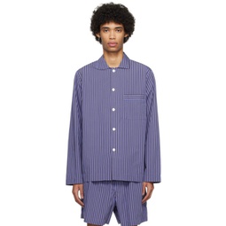 Blue & Brown Long Sleeve Pyjama Shirt 241482M218044