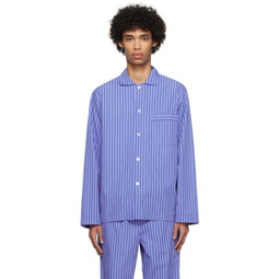 Blue Long Sleeve Pyjama Shirt 241482M218046