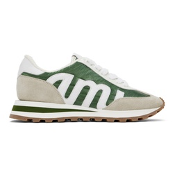 Green & Beige Rush Sneakers 241482M237008
