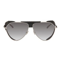 Silver & Black Pilot Sunglasses 241483F005006