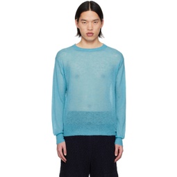 Blue Semi-sheer Sweater 241484M201007