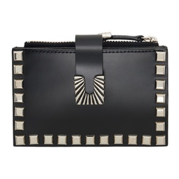 Black Leather Studs Small Wallet 241492F040000