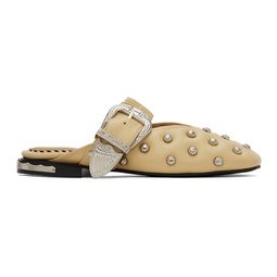 Beige Studded Slippers 241492F121022