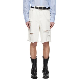 White Distressed Denim Shorts 241494M193001