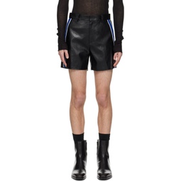 Black Piping Faux-Leather Shorts 241494M193005