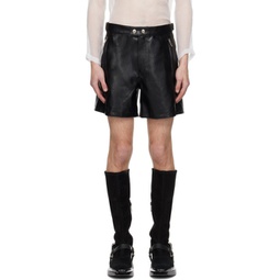 Black Cinch Strap Faux-Leather Shorts 241494M193008