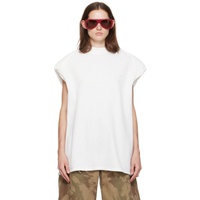 White Mock Neck T-Shirt 241528F110004