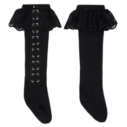 Black Lace-Up Socks 241529M220000