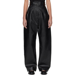 Black Coated Faux-Leather Trousers 241535F087000