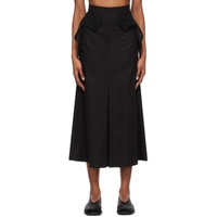 Black Cording Embroidery Maxi Skirt 241535F093005