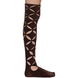 SSENSE Exclusive Brown Long Argyle Socks 241541F076005