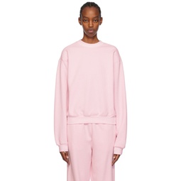 Pink Cotton Fleece Classic Crewneck Sweatshirt 241545F098001