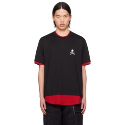 Black & Red Layered T-Shirt 241563M213013
