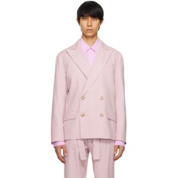 Pink Double-Breasted Blazer 241583M195003