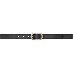Black Buckle Leather Belt 241600F001005