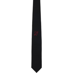Black Heart Embroidered Tie 241600M158002