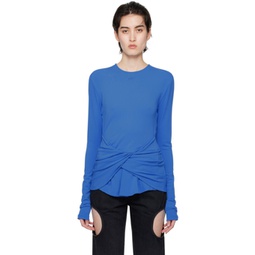 Blue Twist Long Sleeve T-Shirt 241607F110004