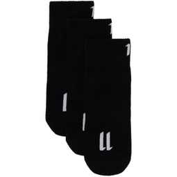 Three-Pack Black Ankle-High Socks 241610M220008