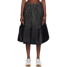 Black Floral Midi Skirt 241671F092004